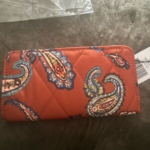 Vera Bradley Orange Paisley Quilted Essential Wallet